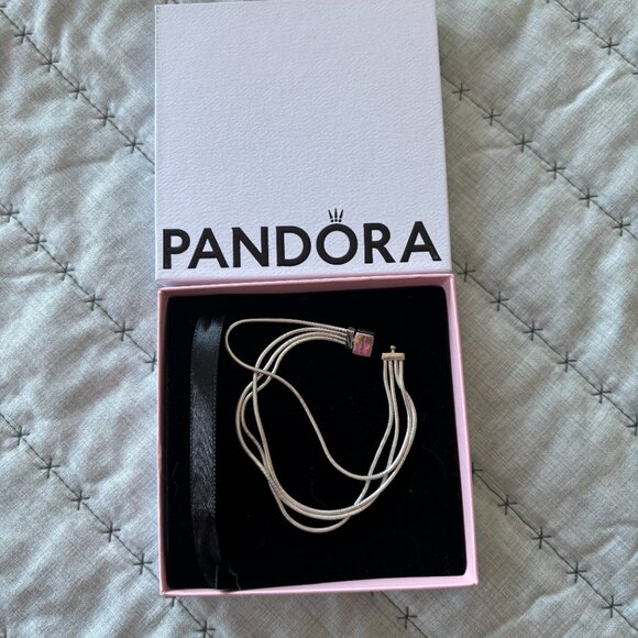 Pandora triple strand 925 sterling silver Bracelet, EUC - Picture 3 of 5